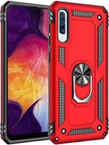 LuxeBass Hoesje geschikt voor Samsung Galaxy A50(s) Hoesje - Anti-Shock Hybrid Ring Armor Rood