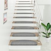 Set de tapis d'escalier rond autocollant 15 pièces gris clair