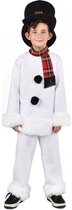 Magic By Freddy's - Sneeuwman & Sneeuw Kostuum - Ollie De Warme Sneeuwpop - Jongen - wit / beige - Maat 104-116 - Kerst - Verkleedkleding