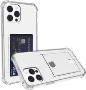 Crystal Backcase Shockproof Met Pasjeshouder Hoesje iPhone 12 Pro Transparant - Telefoonhoesje - Smartphonehoesje - Zonder Screen Protector