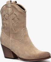 TwoDay suede dames cowboy western laarsjes - Beige - Maat 38 - Echt leer