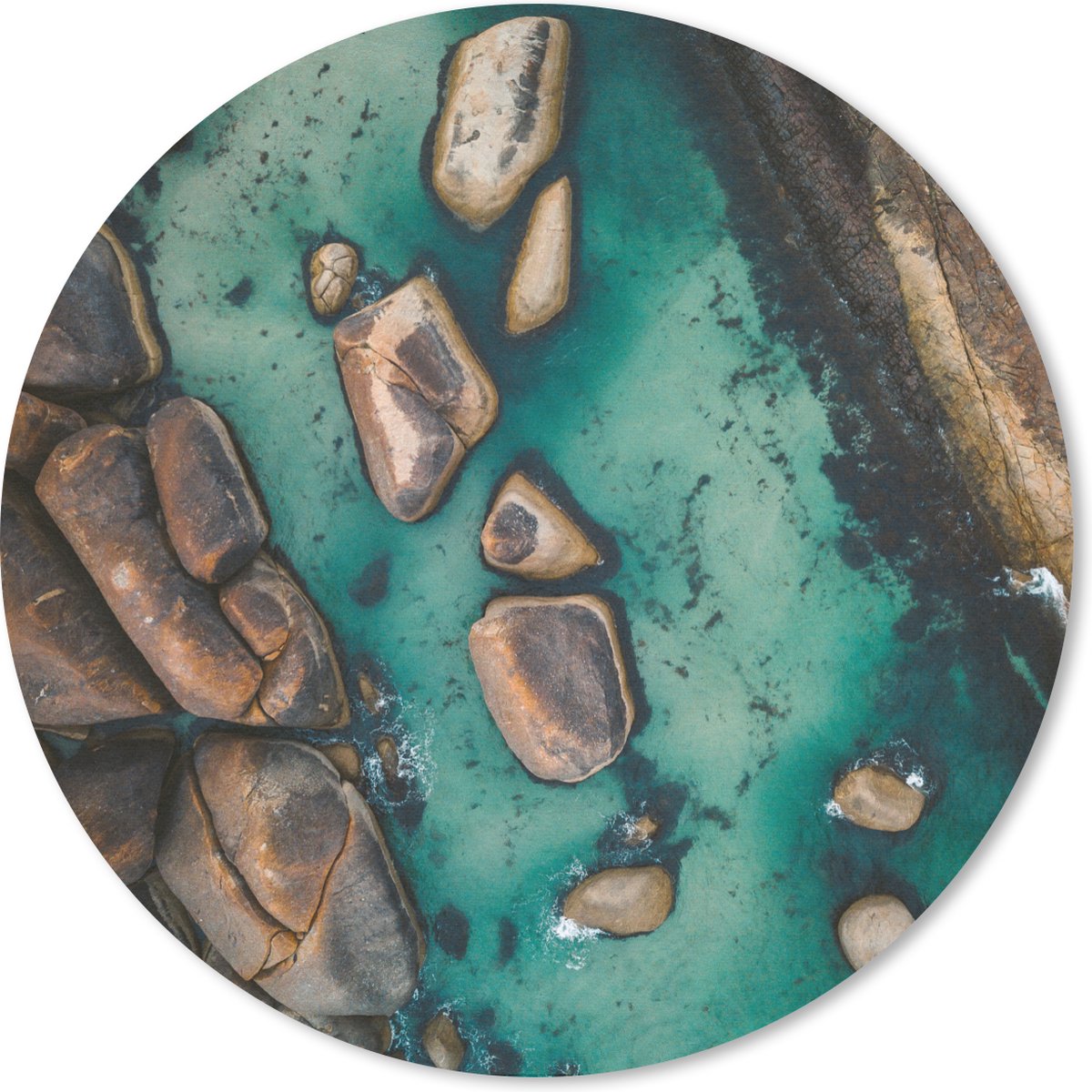 Muismat rond 30x30 cm - Mousepad Water - Stenen - Zee - Ronde muismatten