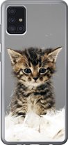 Geschikt voor Samsung Galaxy A52 5G hoesje - Kat - Kitten - Veren - Siliconen Telefoonhoesje
