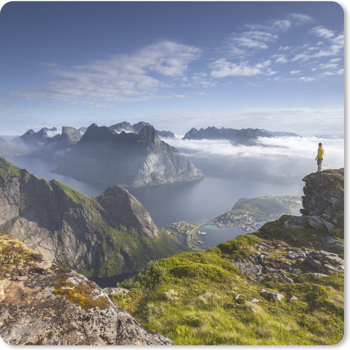 Muismat 30x30 cm - Mousepad Zonsopgang in Noorwegen - Muismatten
