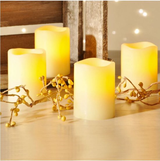 omzeilen feit Verkeersopstopping 4x LED Kaarsen met bewegende vlam en uitblaasfunctie – Gemaakt van ECHTE  wax - Nep... | bol.com