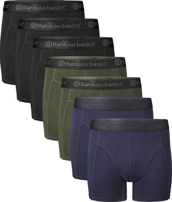 Comfortabel & Zijdezacht Bamboo Basics Rico - Bamboe Boxershorts Heren (Multipack 7 stuks) - Onderbroek - Ondergoed - Navy, Army & Zwart - S