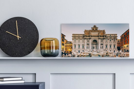 Canvas Schilderij Fontein - Italië - Rome - 40x20 cm - Wanddecoratie