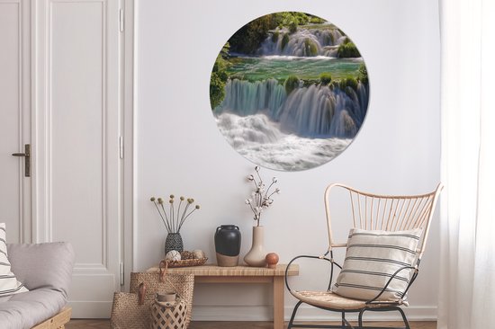 WallCircle - Wall Circle - Wall Circle - Cascades sauvages dans les rivières du Parc National de Krka en Croatie - Aluminium - Dibond - 120x120 cm - Intérieur et Extérieur XXL