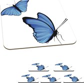 Onderzetters voor glazen - Een illustratie van twee blauwe vlinders - 10x10 cm - Glasonderzetters - 6 stuks