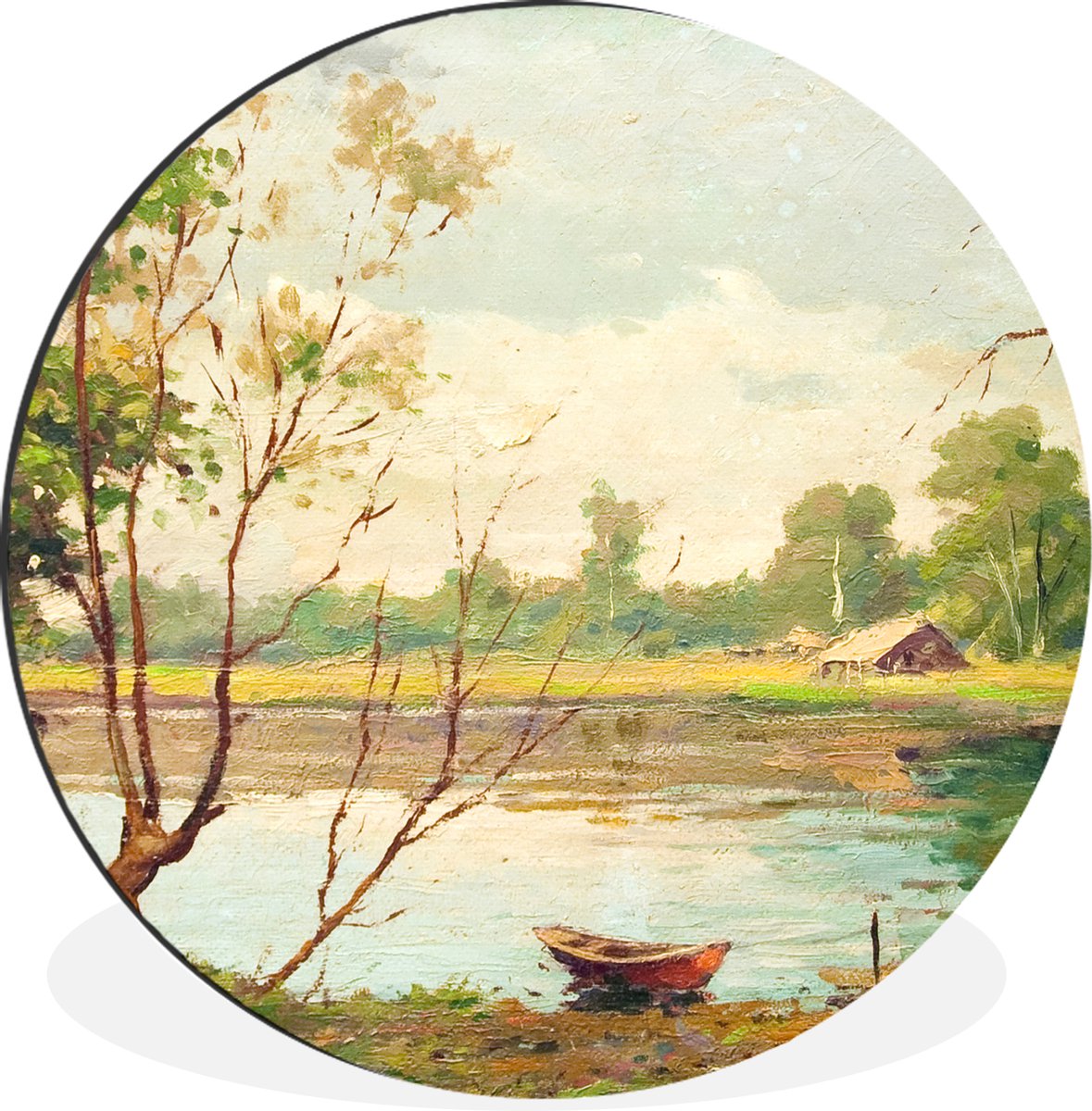 WallCircle - Wandcirkel - Muurcirkel - Boot - Zomer - Olieverf - Aluminium - Dibond - 30x30 cm - Binnen en Buiten