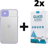 Backcase CamShield Slide Cover Camera Bescherming iPhone XS Max Paars - 2x Gratis Screen Protector - Telefoonhoesje - Smartphonehoesje