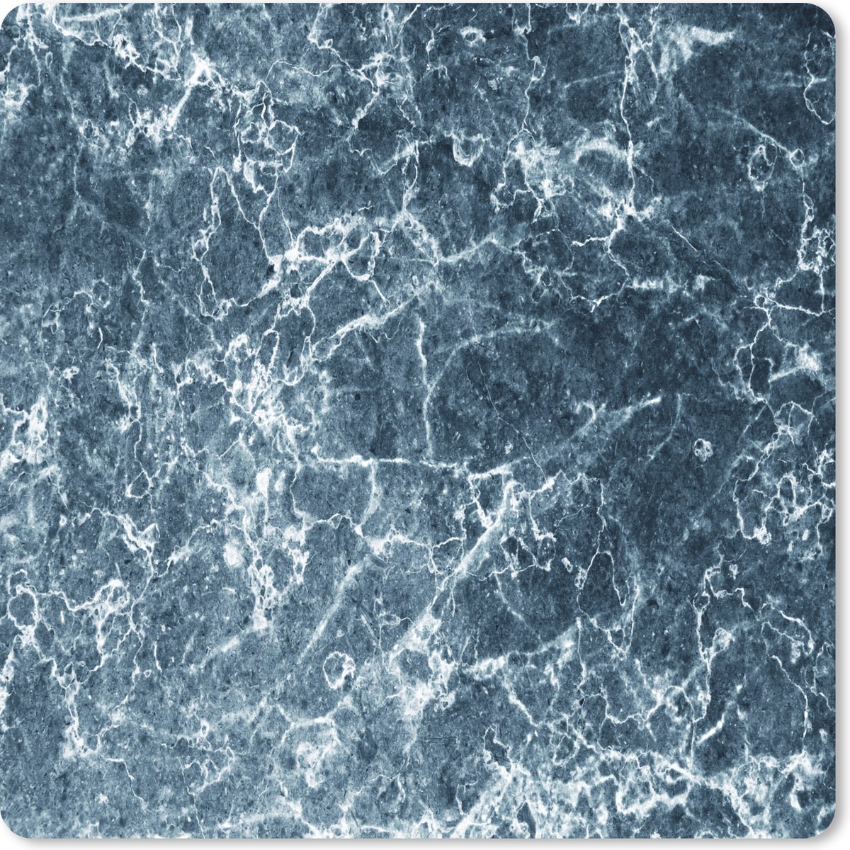 Muismat 20x20 cm - Mousepad Marmer - Blauw - Wit - Muismatten