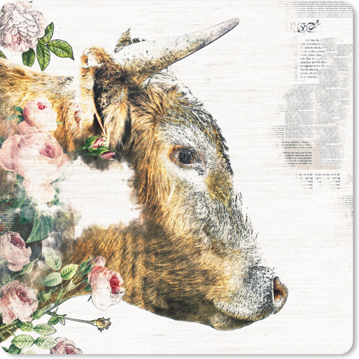 Muismat 20x20 cm - Mousepad Schotse Hooglander - Gouden Schotse Hooglander - Muismatten