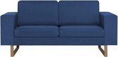 Furnibella – Tweezitsbank Stof Blauw Bank Zitbank Sofa Tweezitter Zitmeubel Banken