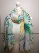 Lange dames sjaal Babette gebloemd motief groen