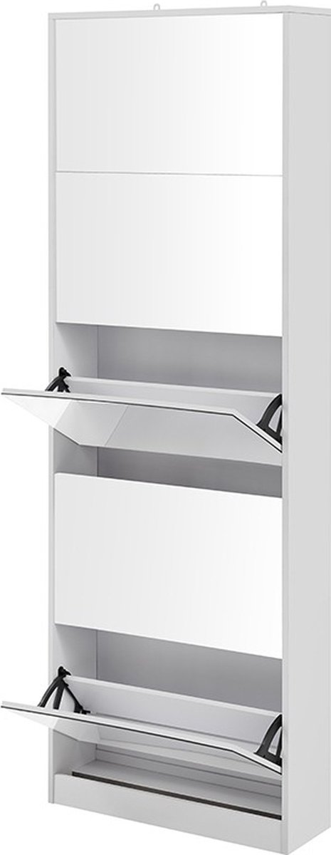 Feel Furniture - Schoenenkast met spiegel - 5 Laden - Wit