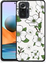 Smartphone Hoesje Xiaomi Redmi Note 10 Pro Trendy Telefoonhoesjes met Zwarte rand Dogwood Flowers