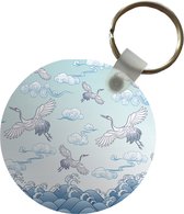 Sleutelhanger - Illustratie - Chinese - Kraanvogel - Plastic - Rond - Uitdeelcadeautjes