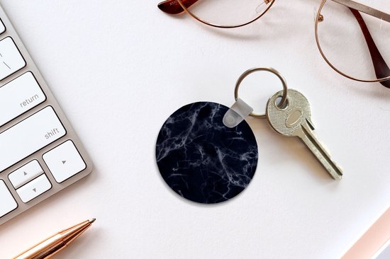 Porte-clés - Marbre - Zwart - Wit - Plastique - Rond - Cadeaux à distribuer