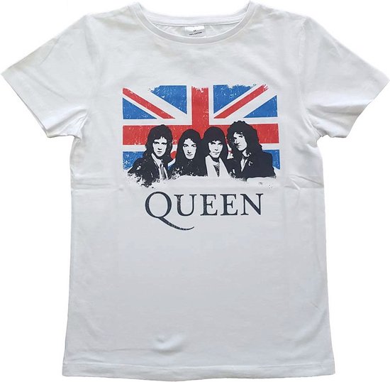 Queen - Vintage Union Jack Kinder T-shirt - Kids tm 4 jaar - Wit