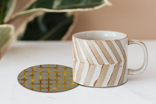 Sous- Sous-verres pour verres - Ronds - Motifs - Luxe - Grijs - Or - 10x10 cm - 6 pièces