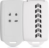 kwmobile autosleutelhoes voor Renault 4-knops Smartkey autosleutel (alleen Keyless Go) -Siliconenhoes in zwart / wit / wit - Sleutelcover