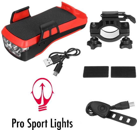 Pro Sport Lights Koplamp 550Lumen - Telefoonhouder fiets met Powerbank - Fietslicht USB Oplaadbaar - met hoorn — afbeelding 5