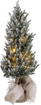 Christmas tree+led+pot jute plastic snowy green medium