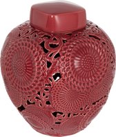 Pot+lid oriental ceramic red