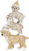 Kerstdecoratie Beeld Honden 10*4*18 cm Grijs, Beige, Wit Kunststof Decoratief Figuur Decoratieve Accessoires Kerstdecoratie voor Binnen