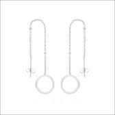 Aramat jewels ® - Doortrek oorbellen cirkel zilverkleurig staal 10cm