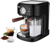 Homesse Koffiezetapparaat - Koffiemachine - Koffieapparaat - Melkopschuimer - Zwart