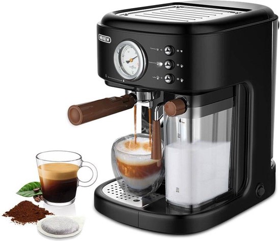 Homesse Koffiezetapparaat - Koffiemachine - Koffieapparaat - Melkopschuimer  - Zwart | bol.com