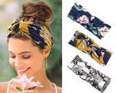 3 stuks dames haarbanden gebloemd - meiden - tieners - vrouwen haarbanden | haarband bloemenprint met knoop