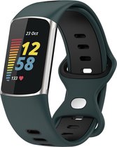 Charge 5 dubbel sport band - groen zwart - Geschikt voor Fitbit