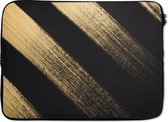 Laptophoes 13 inch - Gouden verfstrepen op een zwarte achtergrond - Laptop sleeve - Binnenmaat 32x22,5 cm - Zwarte achterkant