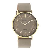 OOZOO Vintage series - Gold watch with taupe leather strap - C20183