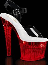 Pleaser Sandaal met enkelband, Paaldans schoenen -40 Shoes- FLASHDANCE-708SPEC US 10 Transparant/Multicolours