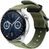 Nylon Smartwatch bandje - Geschikt voor  Huawei Watch GT 3 46mm nylon gesp band - groen - 46mm - Strap-it Horlogeband / Polsband / Armband