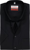 MARVELIS modern fit overhemd - korte mouw - zwart - Strijkvrij - Boordmaat: 45