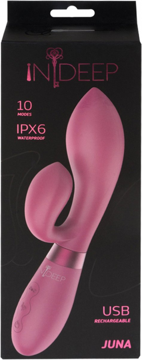 Oplaadbare USB Vibrator - Clitoris Stimulator - 100% Silicone - 2 motoren - 10 standen - Waterdicht (IPX6) - Indeep - Juna - Magenta