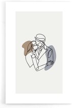 Walljar - Couple Line Art - Muurdecoratie - Poster