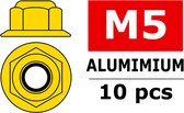 Team Corally - Aluminium zelfborgende zeskantmoer met flens - M5 - Goud - 10 st
