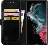 Rosso Element Book Case Wallet Hoesje Geschikt voor Samsung Galaxy S22 Ultra | Portemonnee | 3 Pasjes | Magneetsluiting | Stand Functie | Zwart