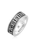 KUZZOI Heren Ring Heren Band Ring Romeinse Cijfers Massief Trend Geoxideerd in 925 Sterling Zilver