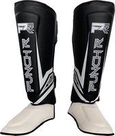 PunchR™ Electric Kickboks Scheenbeschermers Zwart Wit Microfiber maat M