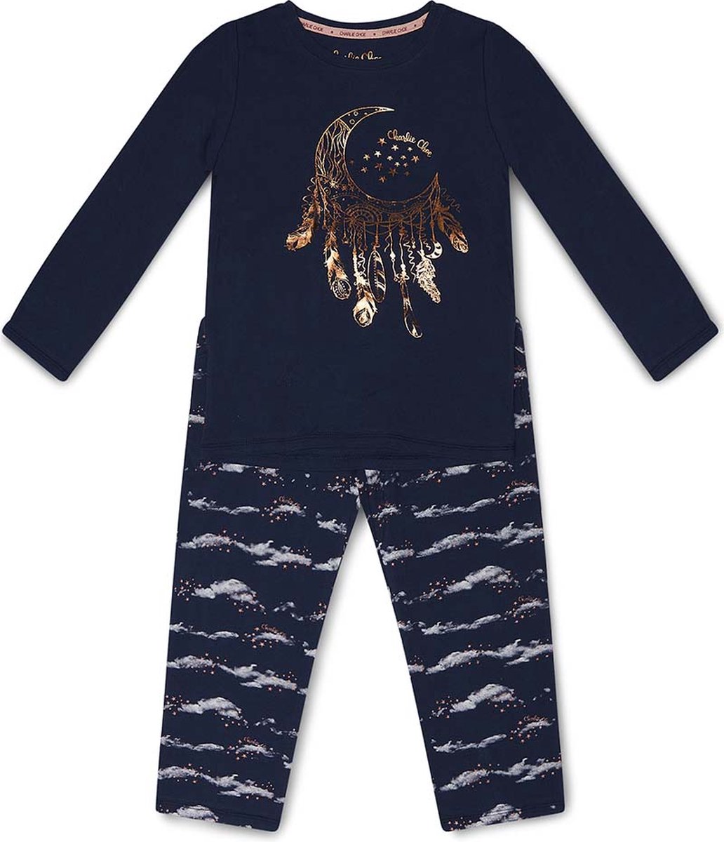 Blauwe meisjes pyjama maan