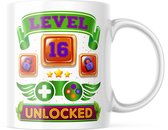 Verjaardag Mok level 16 unlocked | Verjaardag cadeau | Grappige Cadeaus | Koffiemok | Koffiebeker | Theemok | Theebeker