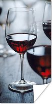 Poster Vier mooie glazen rode wijn - 80x160 cm