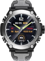 Belesy® ATLANTIS - Smartwatch Dames - Smartwatch Heren - Horloge – MP3 Speler - Bloeddruk - Stappenteller - Saturatiemeter - Kompas - Kleurenscherm - Zwart - Grijs - Cadeau